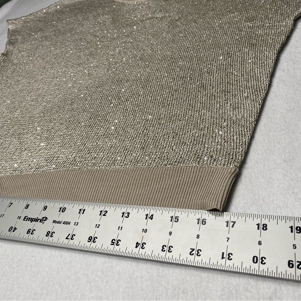 INC International Concepts Beige Sequined Open Back Top Size L #1410 - Picture 10 of 11